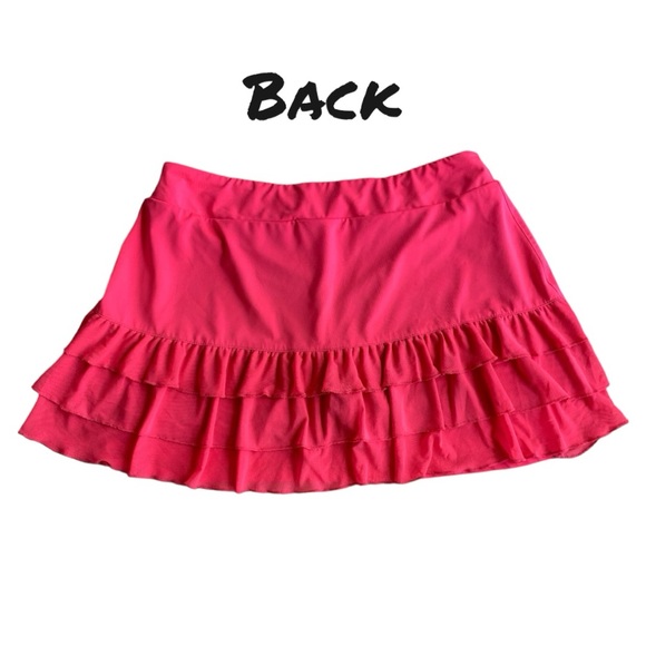 FILA BRIGHT CORAL BACK RUFFLED TENNIS PICKLEBALL GOLF SKIRT. WOMEN’S SIZE LARGE - Picture 2 of 5